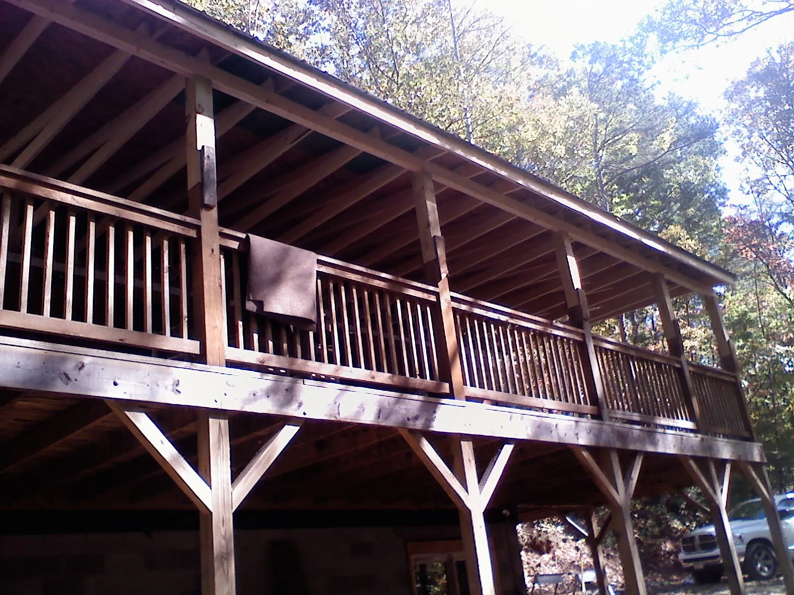 Timber framing under a new elevated porch and deck — Roof Leak Repair in Waterloo by Roofing Brothers